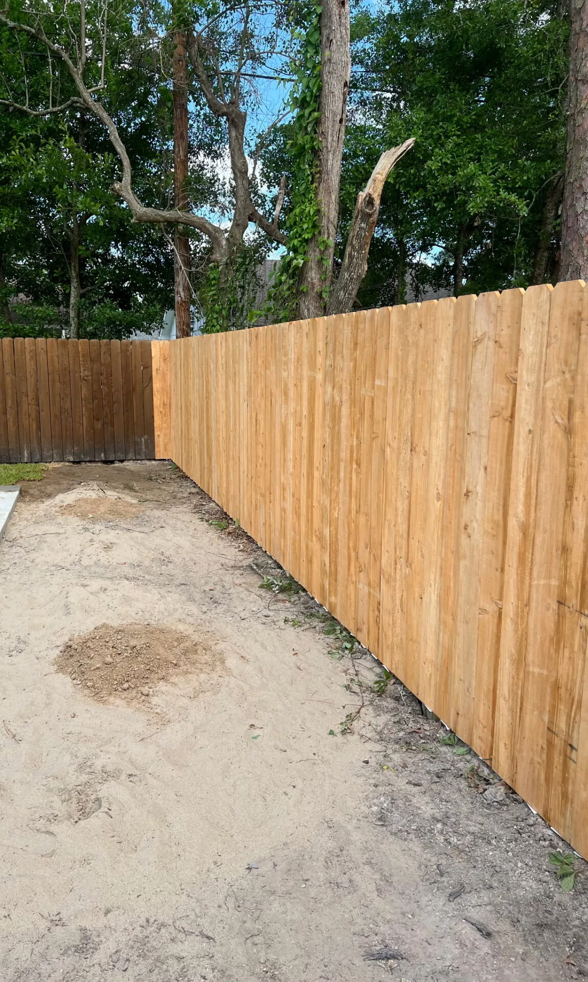Wood fence with clean top lines